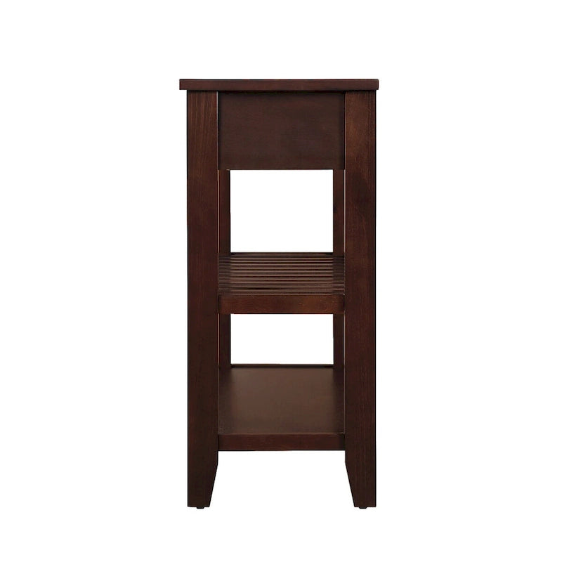 Tavolo console rustico a 2 cassetti, color espresso / marrone / blu marino / bianco antico, montaggio da 1 persona