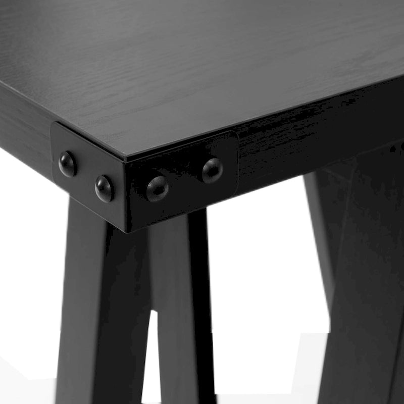 Consolle grigia/nera/marrone effetto lavato con ripiano portaoggetti, montaggio a 1 persona