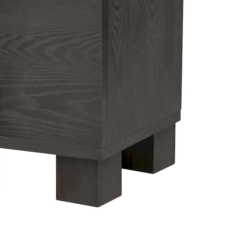 Credenza in legno con ripiani regolabili e maniglie dorate – Tortora / Blu Antico / Nero