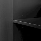 Credenza in legno con ripiani regolabili e maniglie dorate – Tortora / Blu Antico / Nero