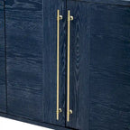 Credenza in legno con ripiani regolabili e maniglie dorate – Tortora / Blu Antico / Nero
