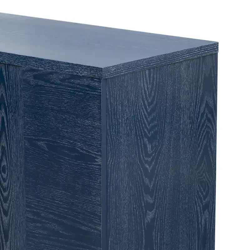 Credenza in legno con ripiani regolabili e maniglie dorate – Tortora / Blu Antico / Nero
