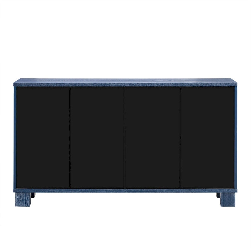 Credenza in legno con ripiani regolabili e maniglie dorate – Tortora / Blu Antico / Nero