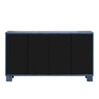 Credenza in legno con ripiani regolabili e maniglie dorate – Tortora / Blu Antico / Nero