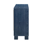 Credenza in legno con ripiani regolabili e maniglie dorate – Tortora / Blu Antico / Nero