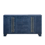 Credenza in legno con ripiani regolabili e maniglie dorate – Tortora / Blu Antico / Nero