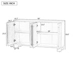 Credenza in legno con ripiani regolabili e maniglie dorate – Tortora / Blu Antico / Nero