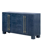 Credenza in legno con ripiani regolabili e maniglie dorate – Tortora / Blu Antico / Nero