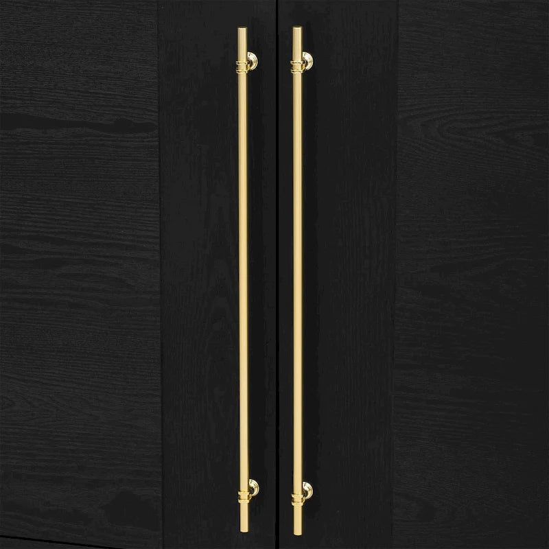 Credenza in legno con ripiani regolabili e maniglie dorate – Tortora / Blu Antico / Nero
