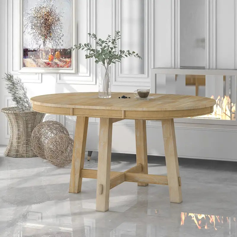 Tavolo da pranzo rotondo allungabile con prolunga, 4–6 posti | Legno Naturale / Espresso