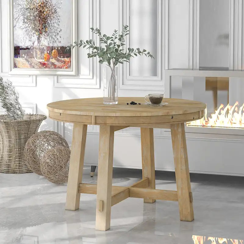 Tavolo da pranzo rotondo allungabile con prolunga, 4–6 posti | Legno Naturale / Espresso