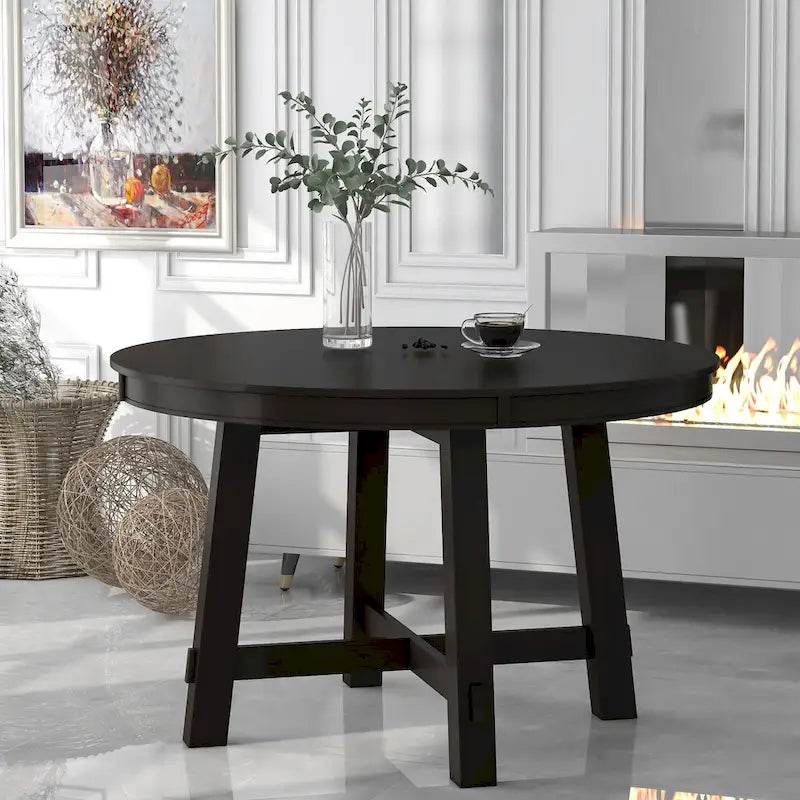 Tavolo da pranzo rotondo allungabile con prolunga, 4–6 posti | Legno Naturale / Espresso