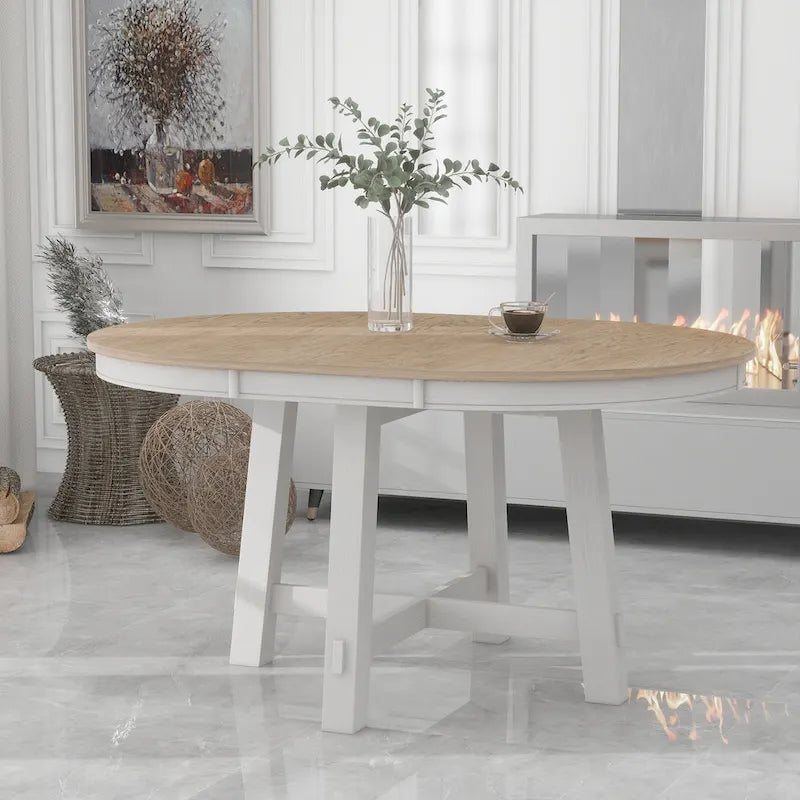 Tavolo da pranzo rotondo allungabile con prolunga, 4–6 posti | Legno Naturale / Espresso