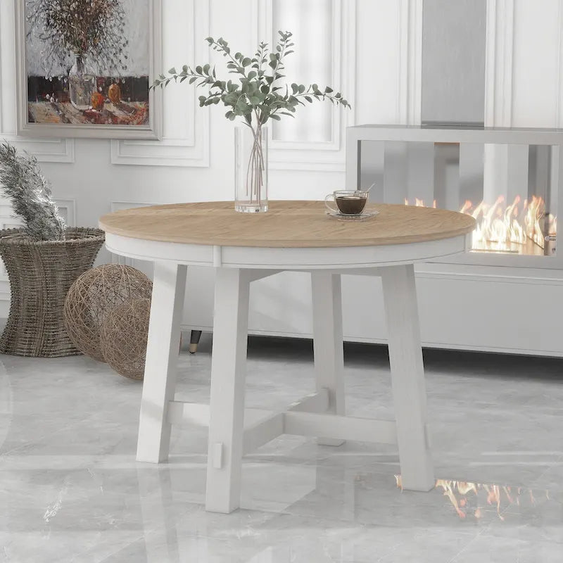 Tavolo da pranzo rotondo allungabile con prolunga, 4–6 posti | Legno Naturale / Espresso