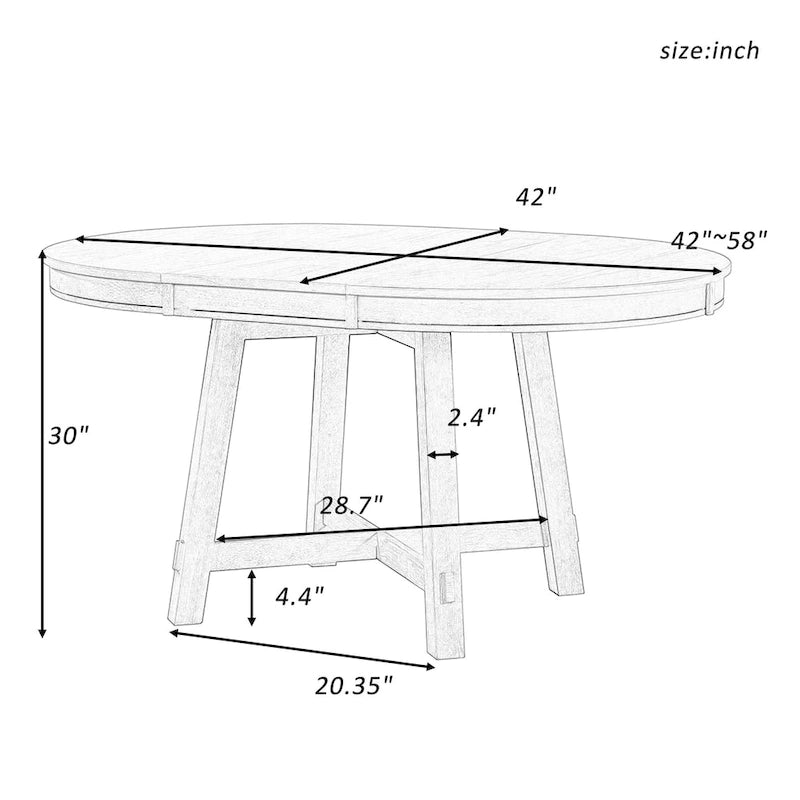 Tavolo da pranzo rotondo allungabile con prolunga, 4–6 posti | Legno Naturale / Espresso