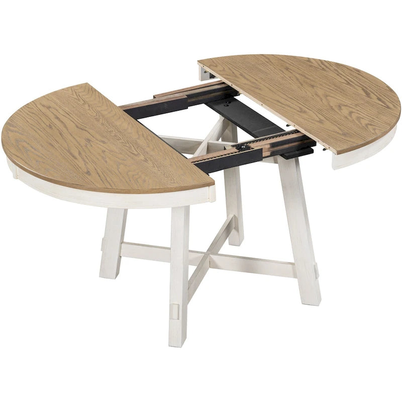 Tavolo da pranzo rotondo allungabile con prolunga, 4–6 posti | Legno Naturale / Espresso