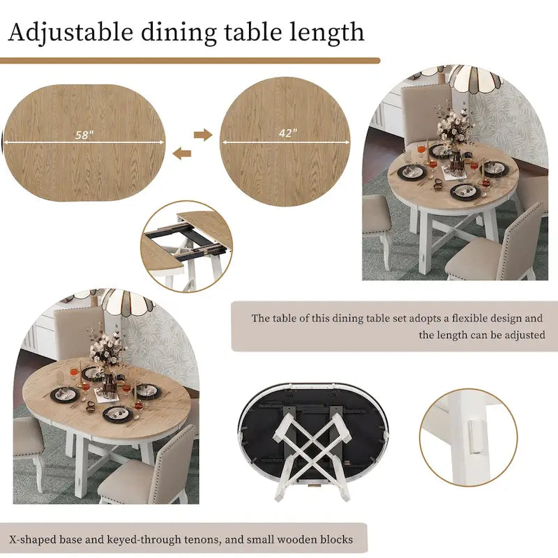 Tavolo da pranzo rotondo allungabile con prolunga, 4–6 posti | Legno Naturale / Espresso