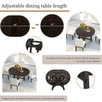 Tavolo da pranzo rotondo allungabile con prolunga, 4–6 posti | Legno Naturale / Espresso