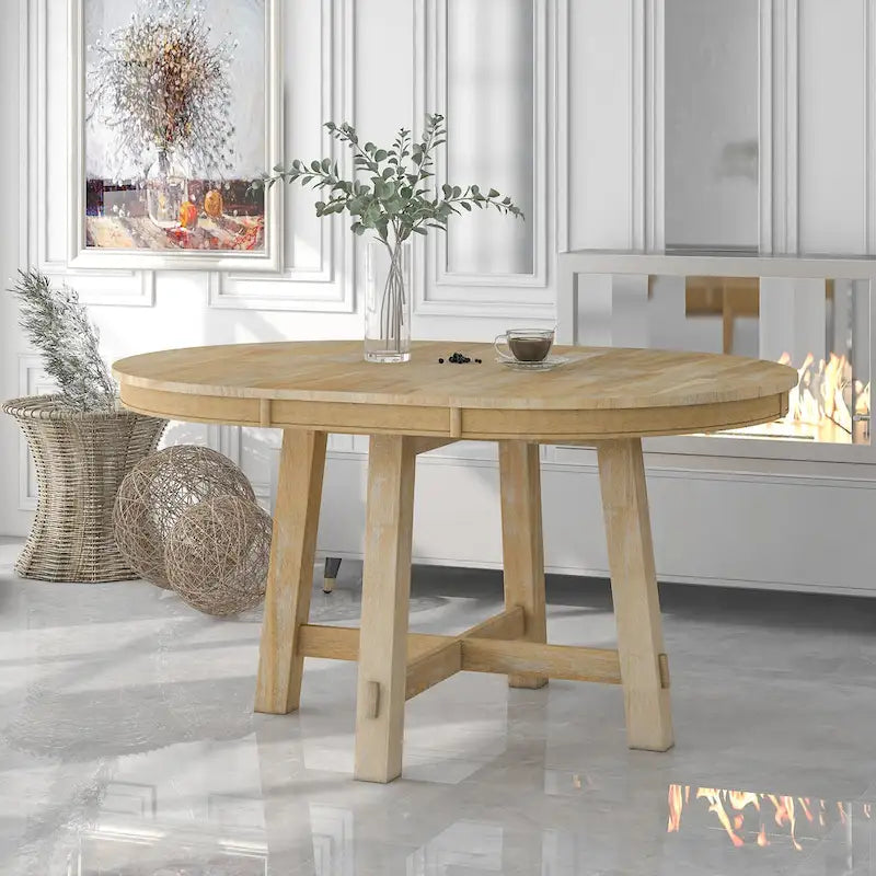 Tavolo da pranzo rotondo allungabile con prolunga, 4–6 posti | Legno Naturale / Espresso
