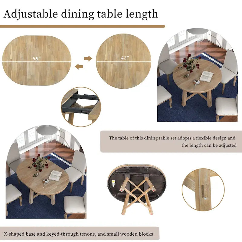 Tavolo da pranzo rotondo allungabile con prolunga, 4–6 posti | Legno Naturale / Espresso