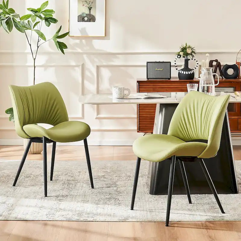 Sedie da Pranzo Set da 2 | Ecopelle Imbottita | Struttura in Metallo | 10 Colori