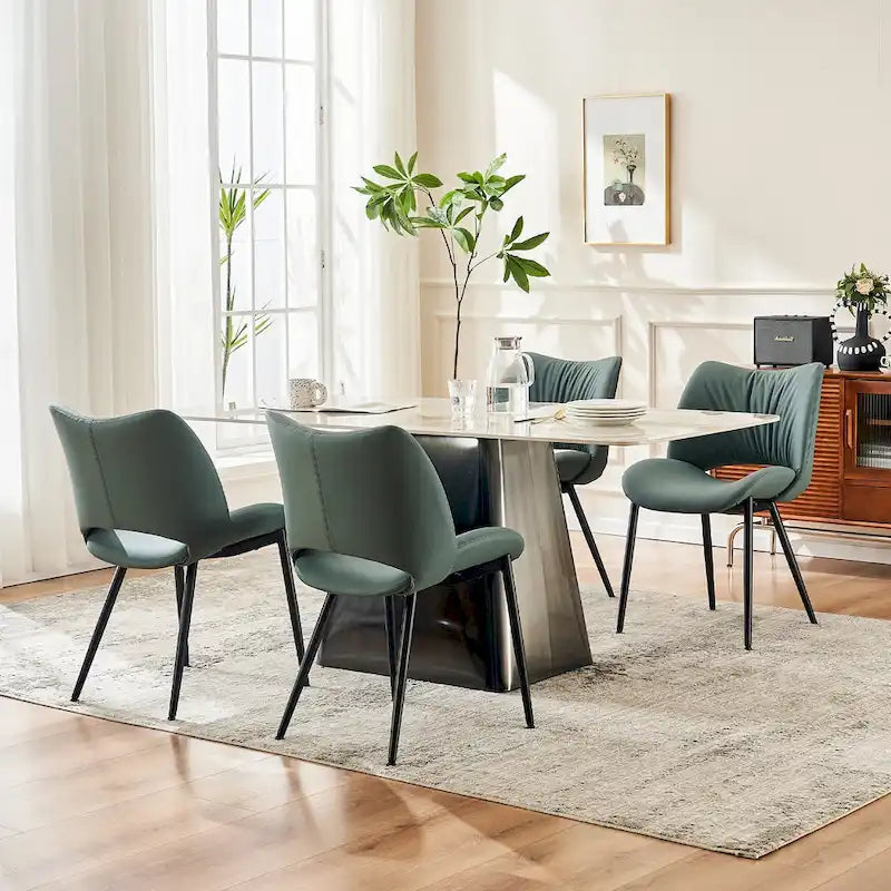Sedie da Pranzo Set da 2 | Ecopelle Imbottita | Struttura in Metallo | 10 Colori