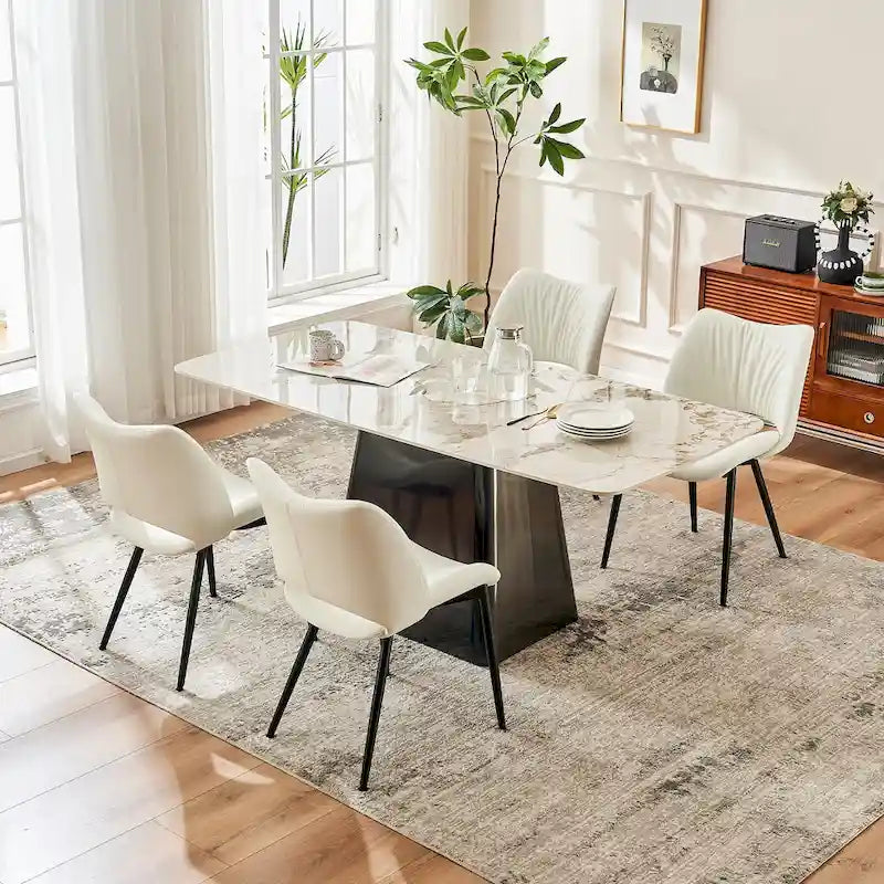 Sedie da Pranzo Set da 2 | Ecopelle Imbottita | Struttura in Metallo | 10 Colori