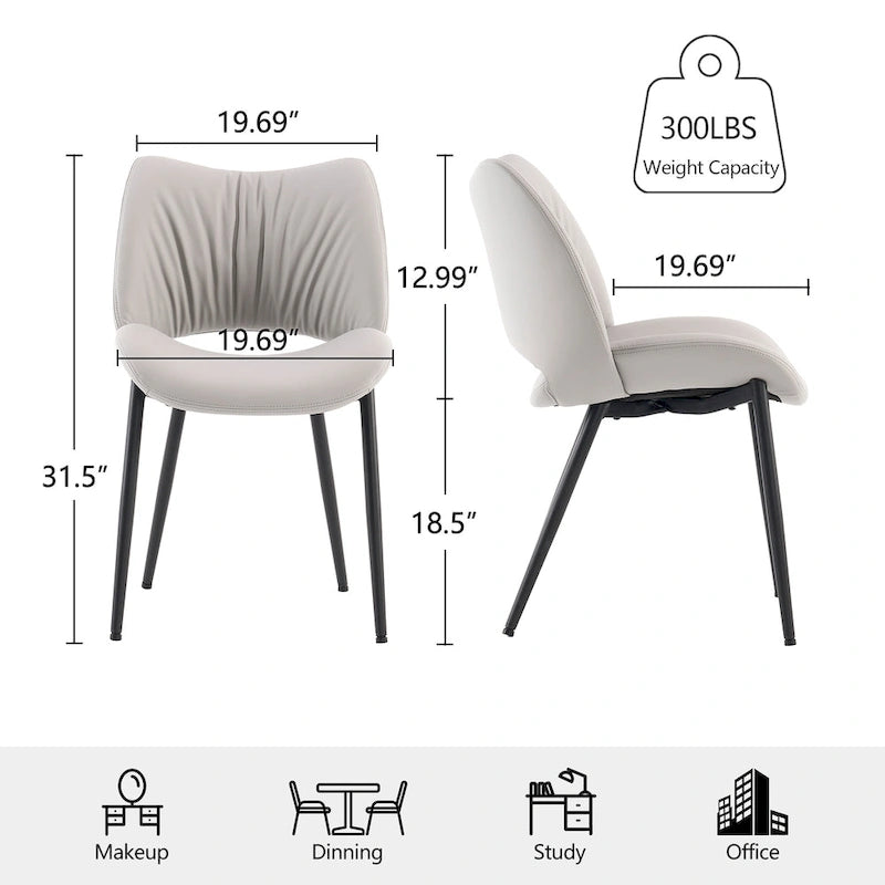 Sedie da Pranzo Set da 2 | Ecopelle Imbottita | Struttura in Metallo | 10 Colori