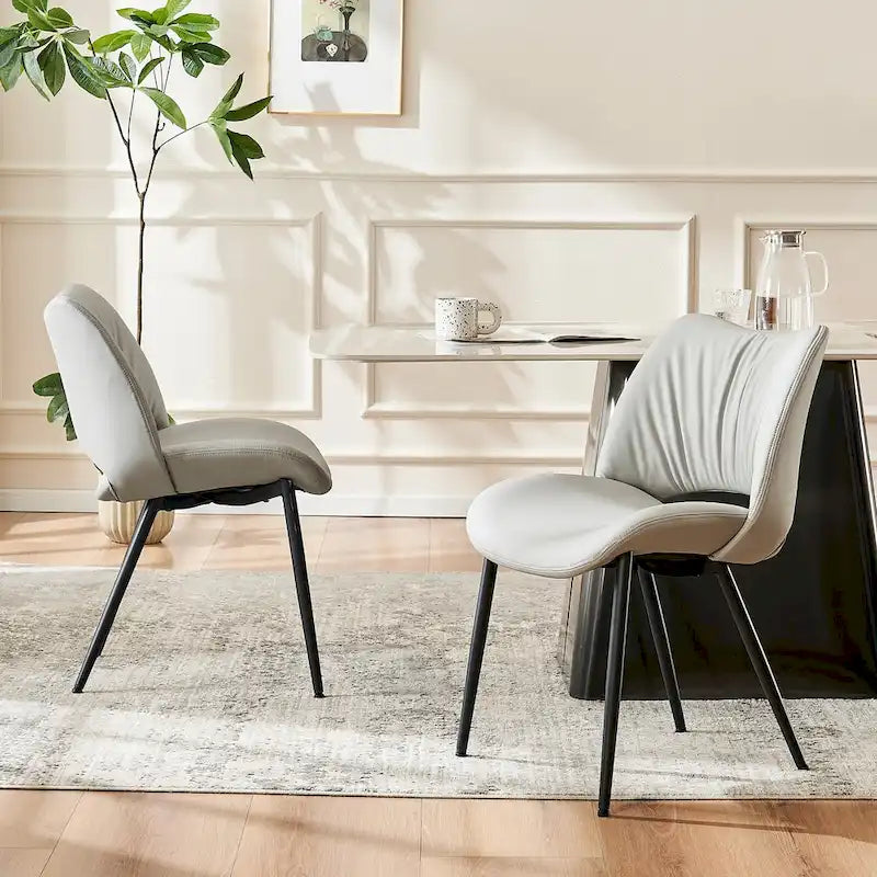 Sedie da Pranzo Set da 2 | Ecopelle Imbottita | Struttura in Metallo | 10 Colori
