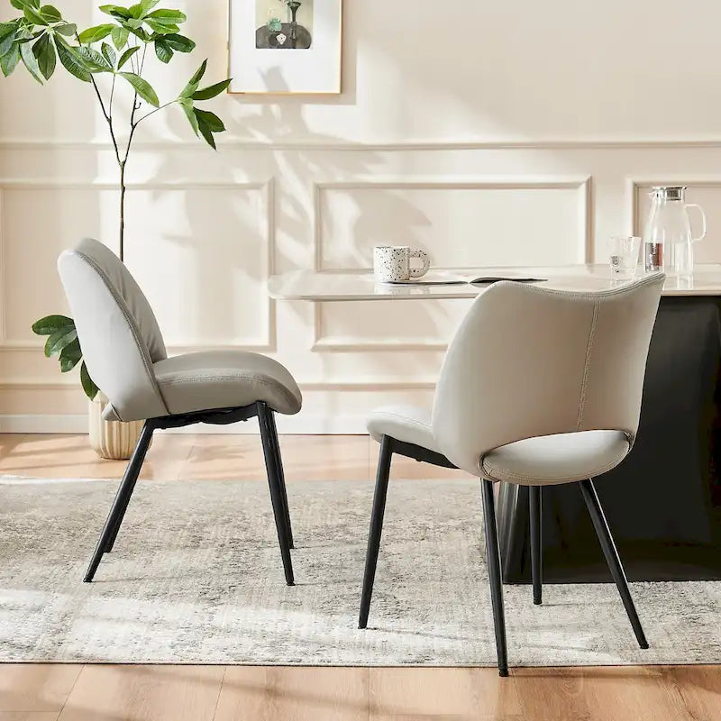 Sedie da Pranzo Set da 2 | Ecopelle Imbottita | Struttura in Metallo | 10 Colori