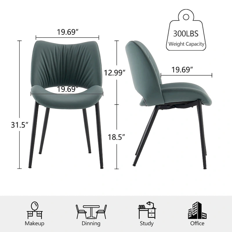 Sedie da Pranzo Set da 2 | Ecopelle Imbottita | Struttura in Metallo | 10 Colori