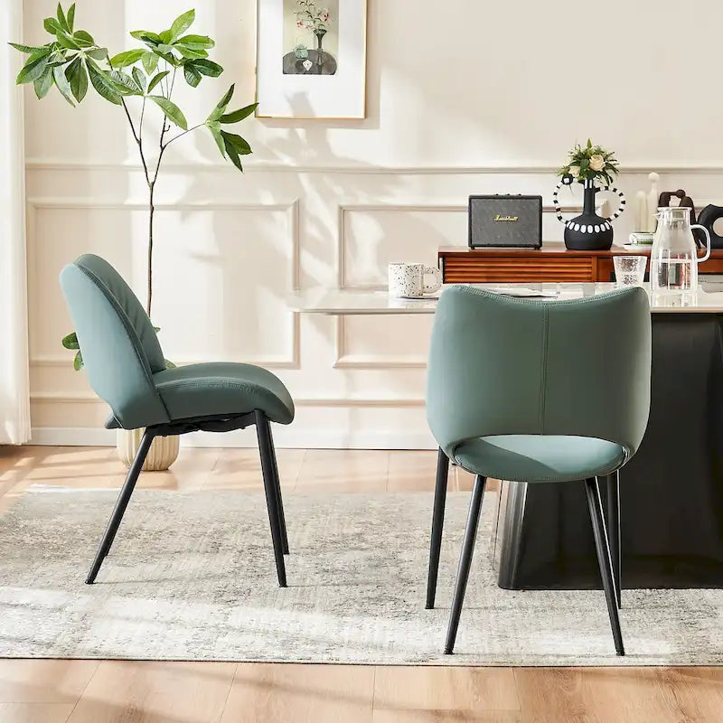 Sedie da Pranzo Set da 2 | Ecopelle Imbottita | Struttura in Metallo | 10 Colori