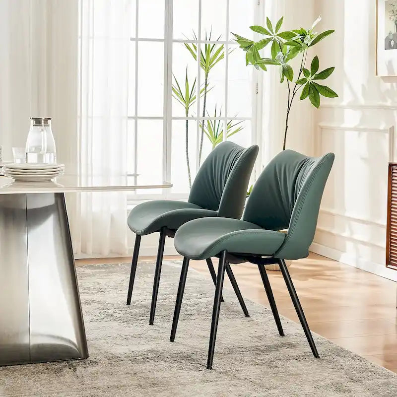 Sedie da Pranzo Set da 2 | Ecopelle Imbottita | Struttura in Metallo | 10 Colori