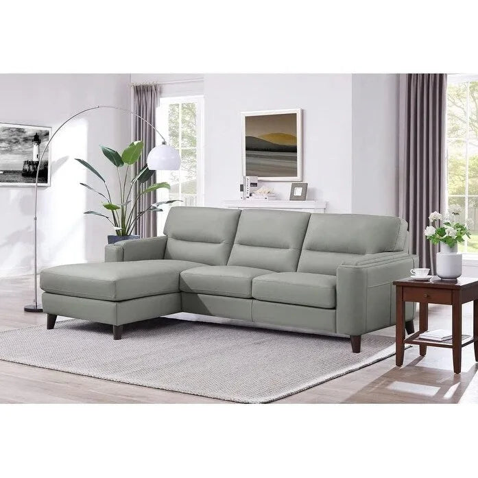 Divano sezionale a 2 posti a L con chaise longue, grigio argento