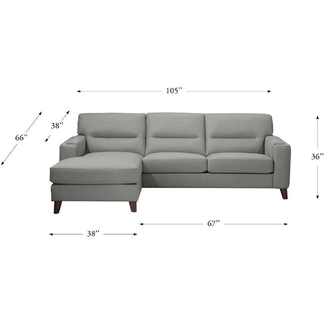 Divano sezionale a 2 posti a L con chaise longue, grigio argento