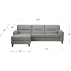 Divano sezionale a 2 posti a L con chaise longue, grigio argento