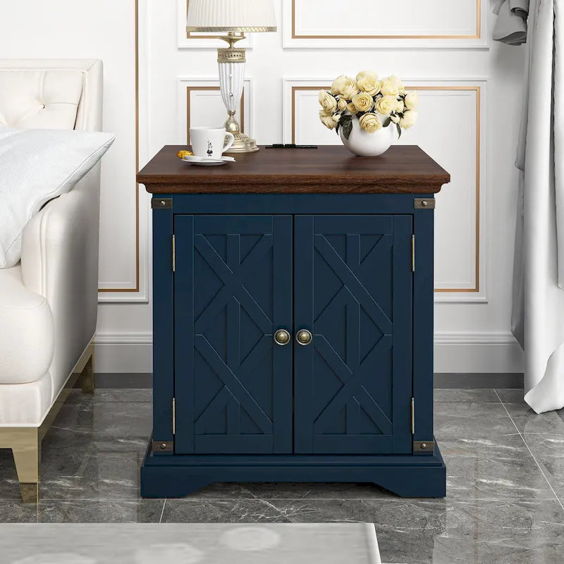 Farmhouse End Table with Charging Station - 25  in Height