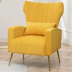 Poltrona d'accento in velluto con schienale ad ali, seduta singola – Giallo / Beige / Nero / Blu marino / Verde acqua