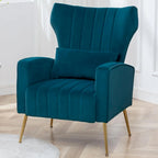 Poltrona d'accento in velluto con schienale ad ali, seduta singola – Giallo / Beige / Nero / Blu marino / Verde acqua