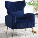 Poltrona d'accento in velluto con schienale ad ali, seduta singola – Giallo / Beige / Nero / Blu marino / Verde acqua