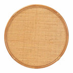 Tavolino da caffè rotondo in rattan color miele chiaro con ripiano aperto, 1 pezzo