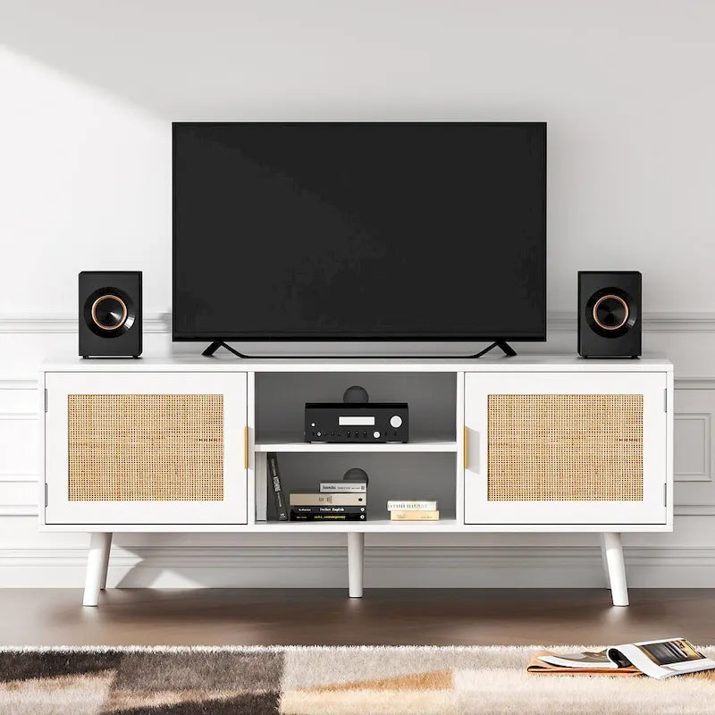 Mid-Century Modern TV Stand For TVs Up To 75  Entertainment Center Media Console