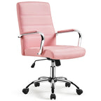 Sedia da ufficio girevole in pelle PU con schienale medio bianca/nera/rosa/grigio chiaro, singola