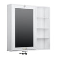 Utopia Alley Collapsible Fold Down Desk Table with Storage Cabinet & Shelves, Computer Desk Storage with USB Charging, White