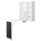 Scrivania a muro pieghevole bianca con lavagna, armadietto e porte USB – 1 persona
